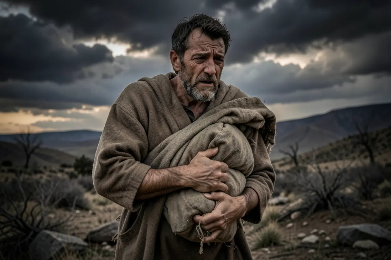Homem carregando fardos, representando o Servo Sofredor em Isaías 53