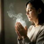 Pessoa orando em ambiente sereno, simbolizando a oração como fôlego espiritual.