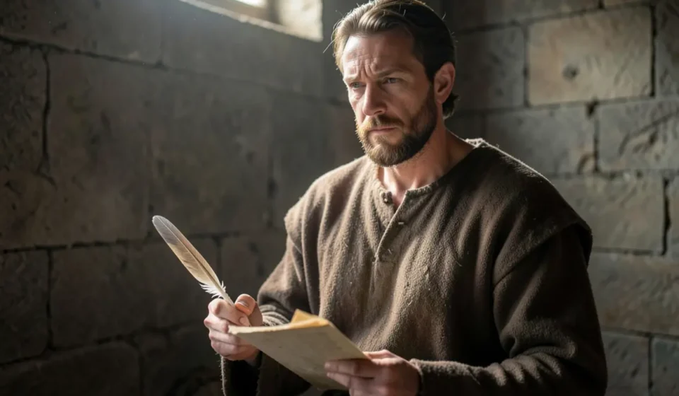 Paulo, prisioneiro de Cristo, escrevendo com propósito.