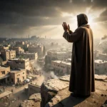 Profeta Habacuque em oração, questionando a ação divina.