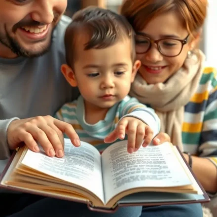 Provérbios 22:6: O Significado Profundo para Educar Filhos na Fé Pai e filho lendo a Bíblia, simbolizando a educação cristã.