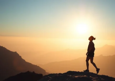 Silhueta de pessoa em montanha com luz divina, simbolizando identidade em Cristo.