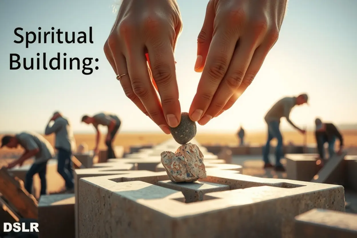 Mãos construindo fundação, passos práticos para reconstruir o templo da vida, Estudo bíblico Ageu 1:9.