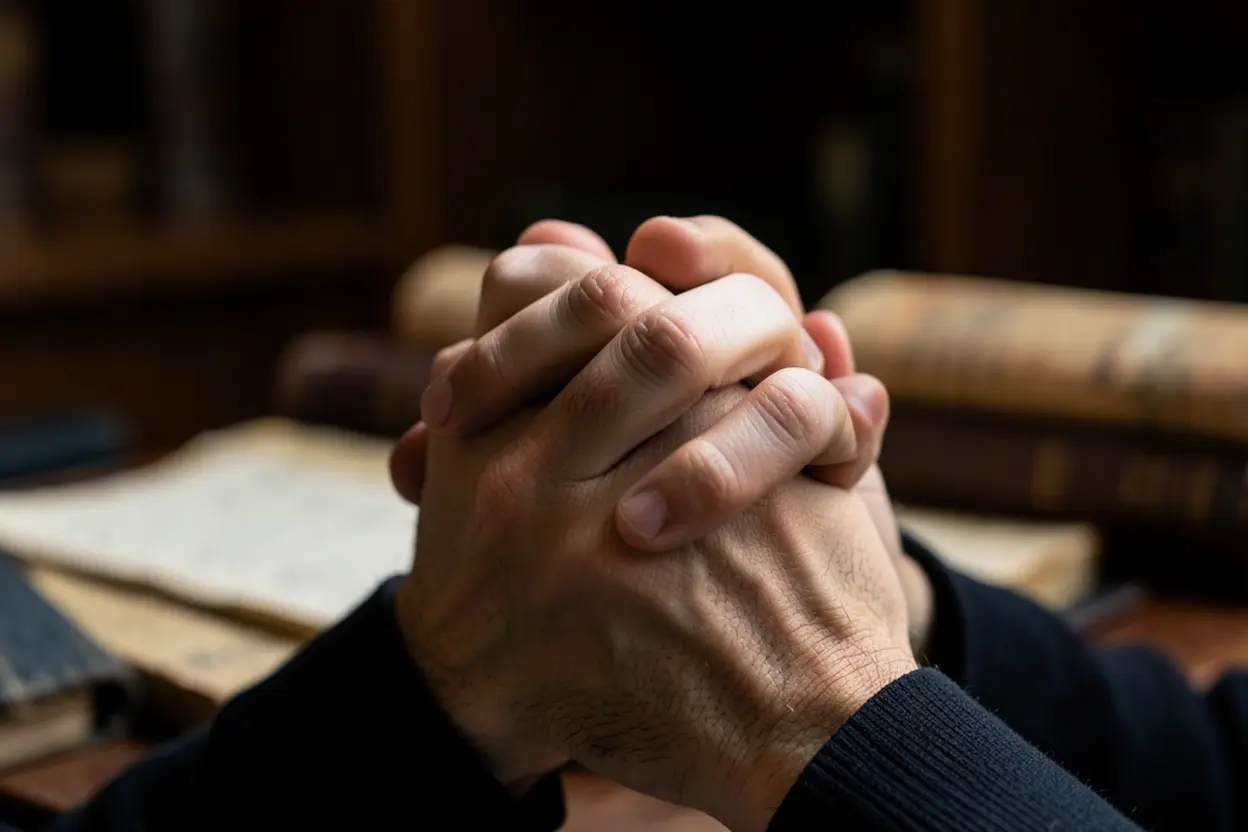 Mãos em oração simbolizando a resolução de Daniel