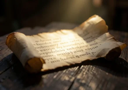 Pergaminho antigo com texto bíblico