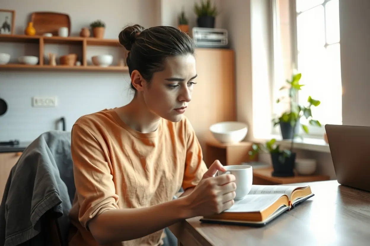 Levítico 19:2 o chamado à santidade no cotidiano: pessoa orando em casa.