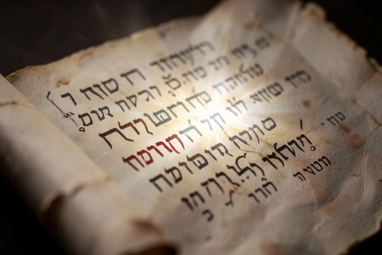 Manuscrito hebraico com 'nishmat chayim' iluminado.