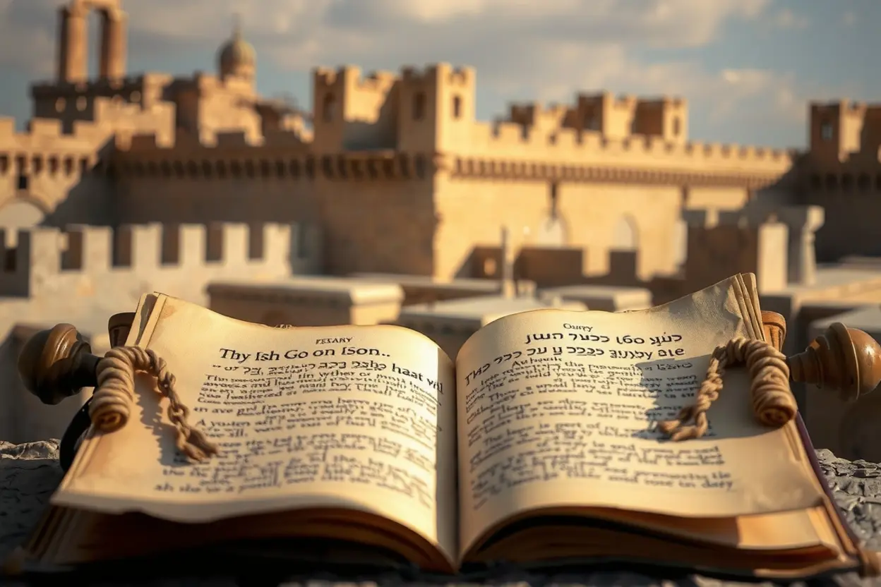 Pergaminho com texto hebraico e cidades de refúgio