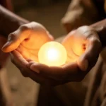 Mãos segurando luz, simbolizando o sopro de vida em Gênesis 2:7.