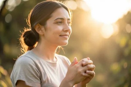 Pessoa em oração superando dúvidas
