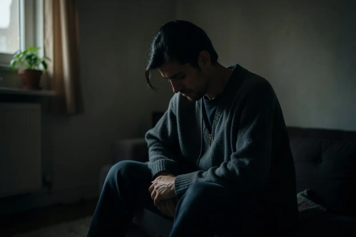 Pessoa em reflexão, simbolizando obstáculos comportamentais à plenitude espiritual.