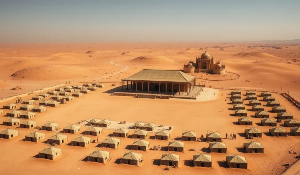 Acampamento das tribos de Israel ao redor do Tabernáculo no deserto.