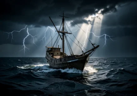 A Tempestade Divina em Jonas 1:4: Entendendo a Soberania de Deus Navio em tempestade, Jonas 1:4