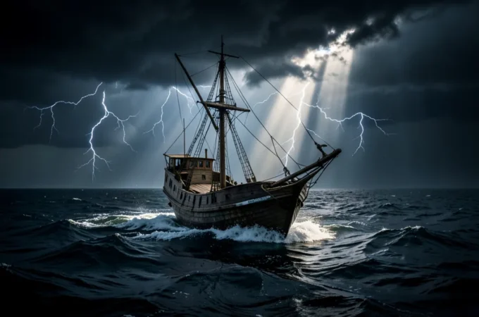 Navio em tempestade, Jonas 1:4