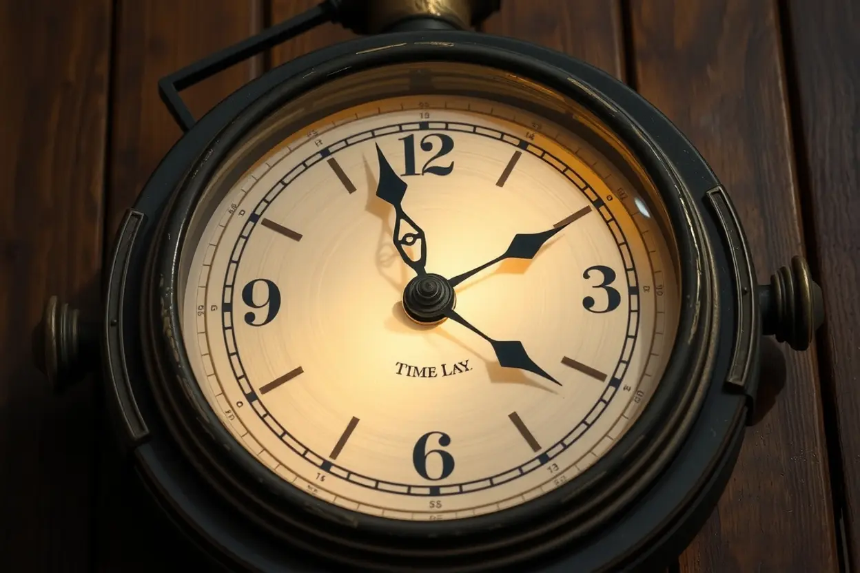 Tempo Restaurado por Deus Relógio antigo com luz, significando a restituição dos anos devorados.