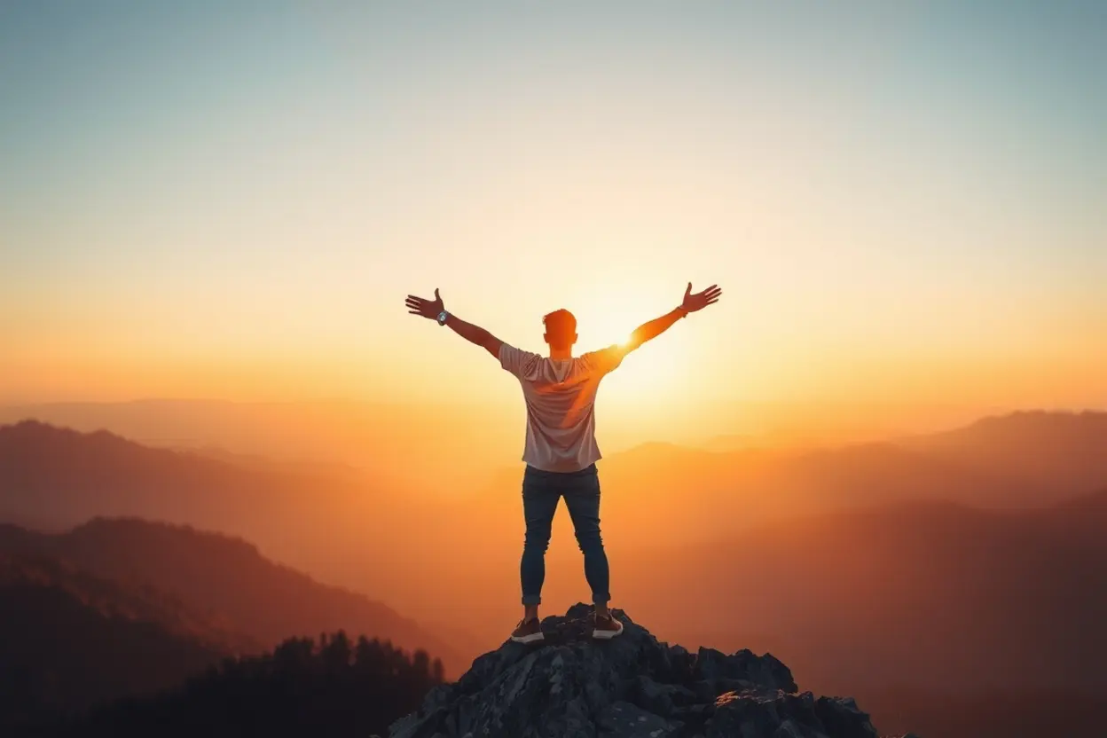 Crente vivendo nova vida gloriosa em Cristo.