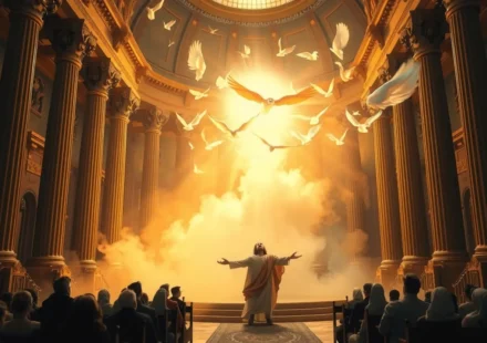 Profeta Isaías em adoração diante da visão da glória de Deus.