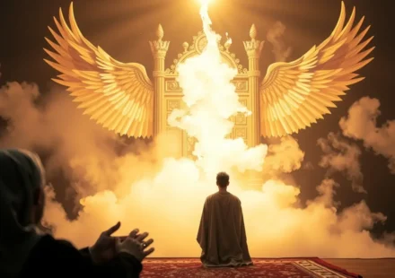 Profeta Isaías diante do trono de Deus em uma visão.