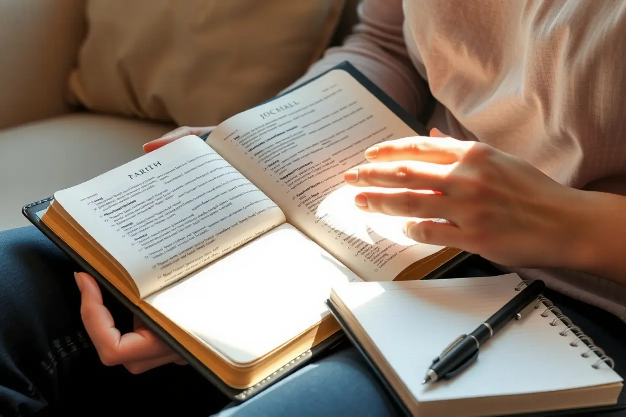 Joel 2:28 explicação: Pessoa estudando a Bíblia em um ambiente tranquilo.