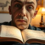 Homem natural buscando discernimento espiritual na Bíblia.