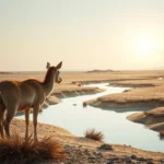 Cervo em paisagem árida buscando água para pregação sobre Salmos 42