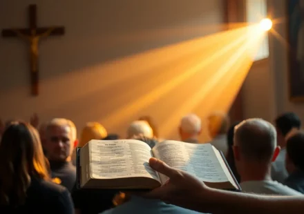 Pregador com Bíblia aberta e luz divina, simbolizando a pregação fiel.
