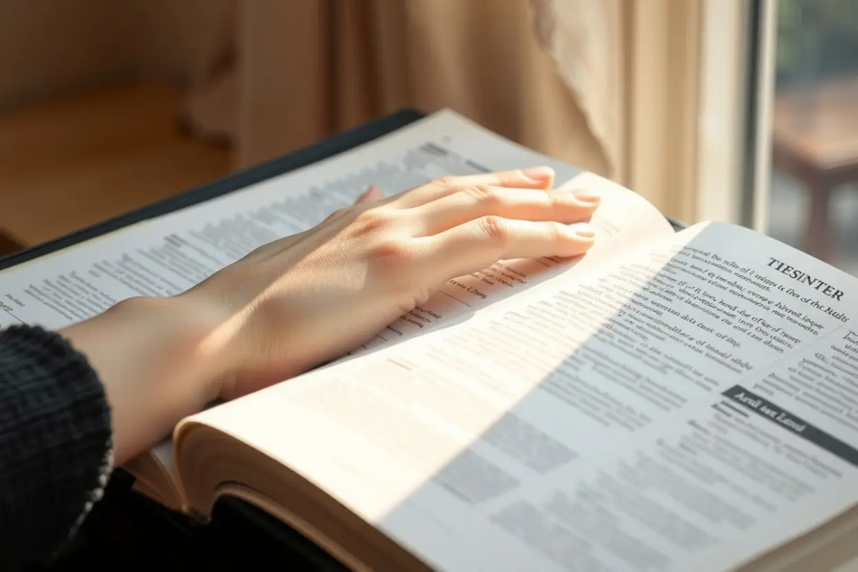 Mão sobre a Bíblia, fonte para ouvir Deus