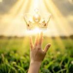 Coração Compreensivo em 1 Reis 3:9: A Sabedoria Divina para Governar Mão buscando coroa dourada, simbolizando o Reino de Deus e prioridade espiritual.