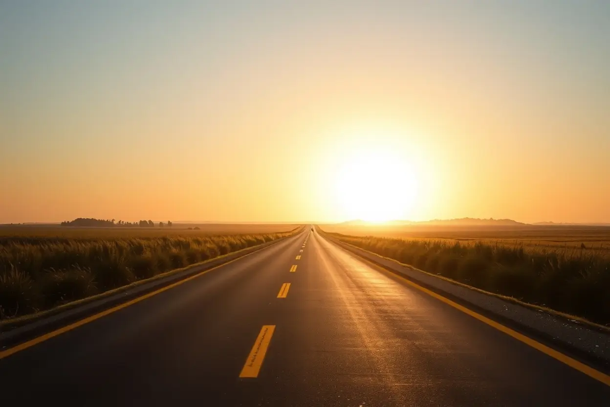 Caminho rumo à luz simbolizando a glória futura.