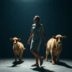 Pessoa diante de três cofres, representando a parábola dos talentos.