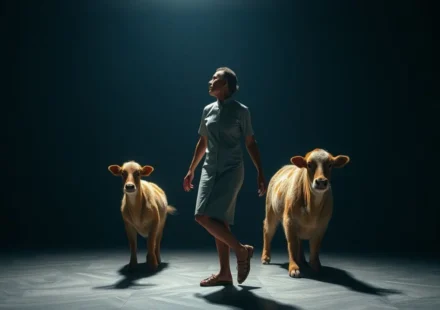 Pessoa diante de três cofres, representando a parábola dos talentos.