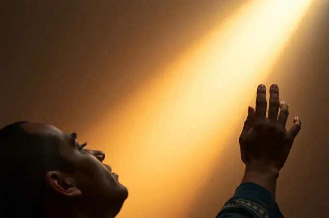 Pessoa em adoração profunda simbolizando o sermão sobre a importância do louvor.