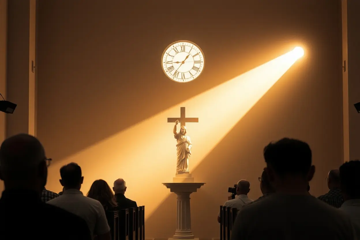 Pregador exercendo autoridade ao ministrar sobre perdão.