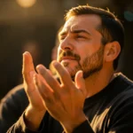 Homem adorando a Deus representando a pregação sobre a vida no Espírito.