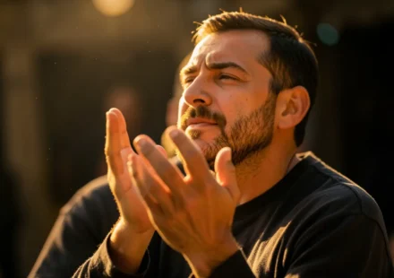 Homem adorando a Deus representando a pregação sobre a vida no Espírito.