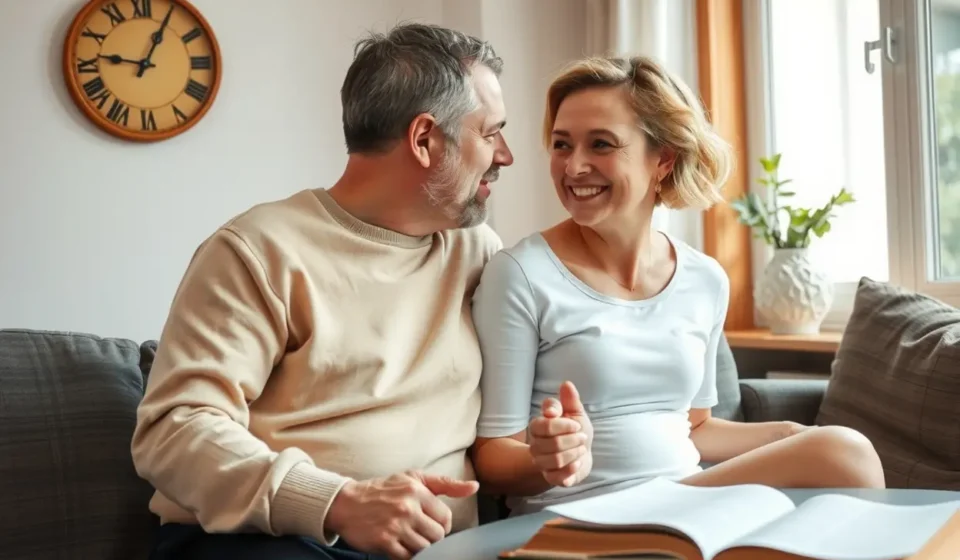 Casal cristão em diálogo sereno, refletindo a comunicação bíblica no casamento.