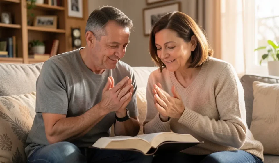 Casamento e vida devocional: casal em oração.