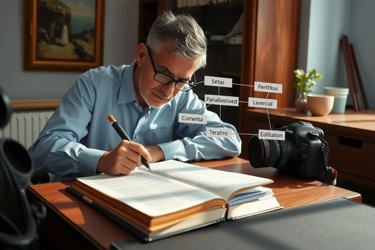 Homem estudando a Bíblia para preparar um esboço
