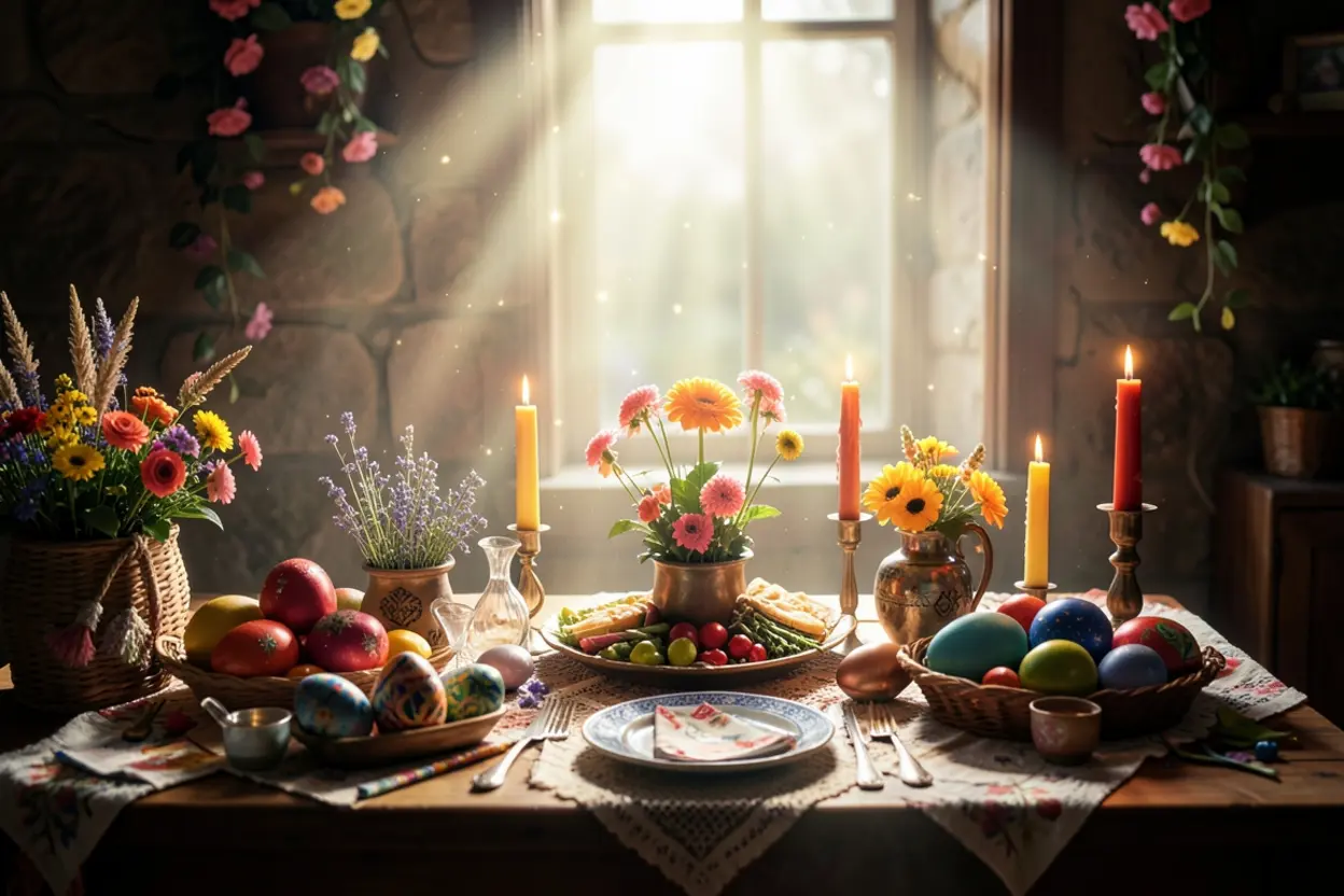 Símbolos da Páscoa judaica e cristã.