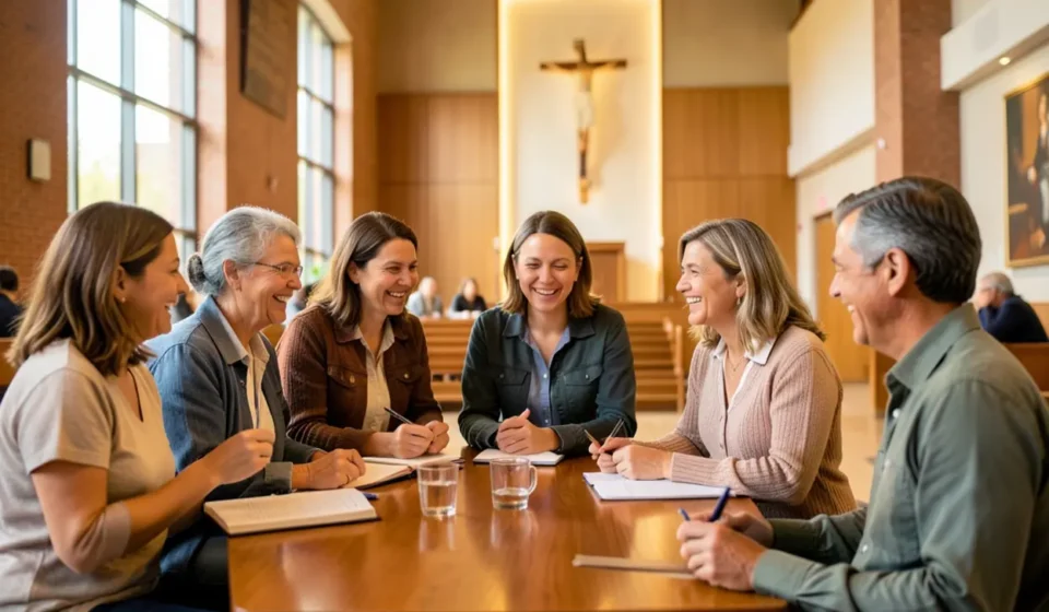 Grupo de pessoas em estudo bíblico, ilustrando como criar cultura de discipulado na igreja.