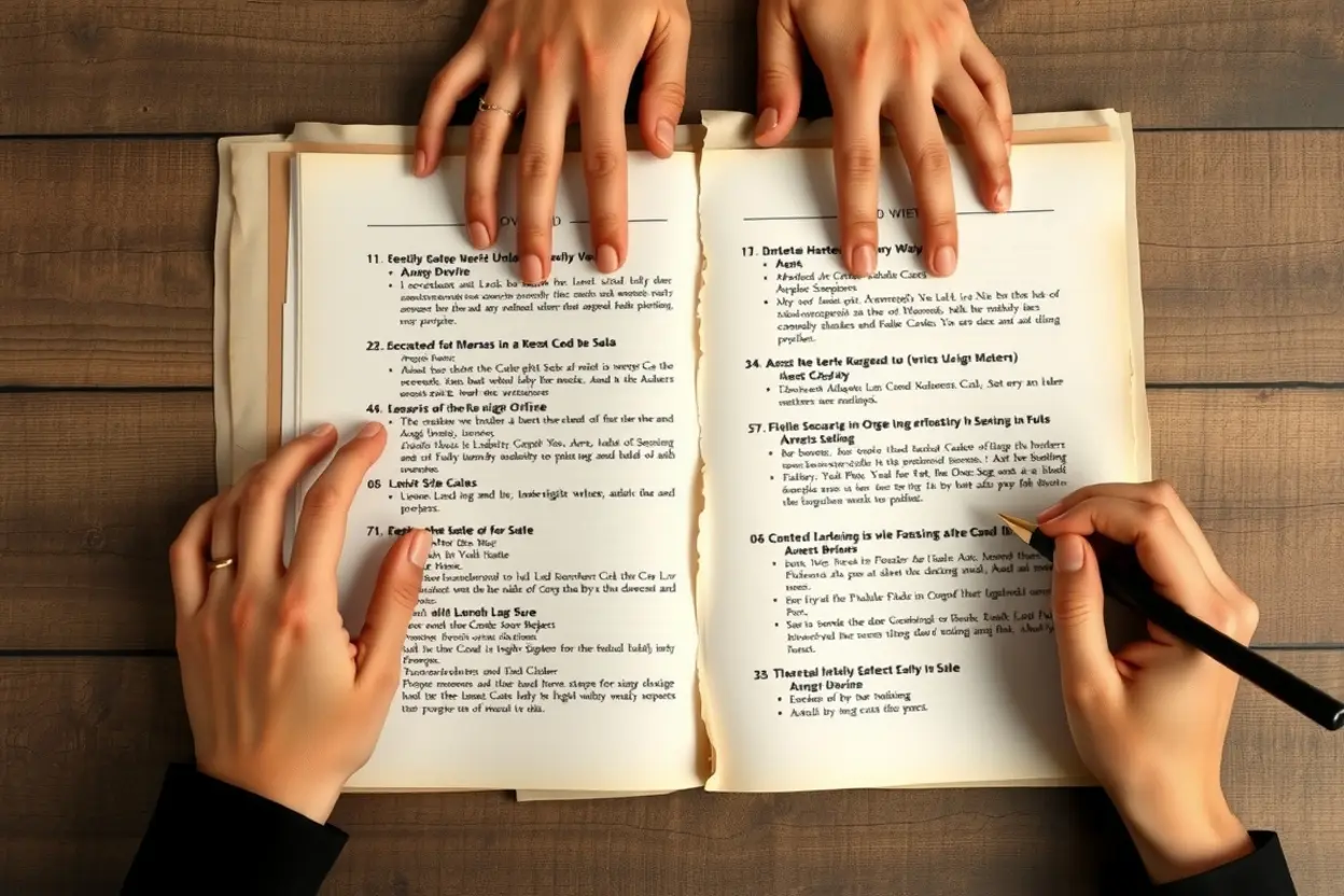 Mãos escrevendo um esboço detalhado de pregação em papel.