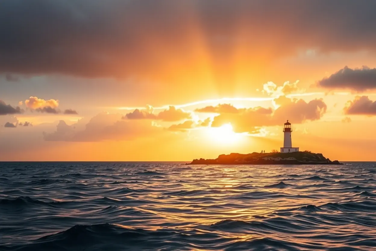 Nascer do sol sobre o mar calmo