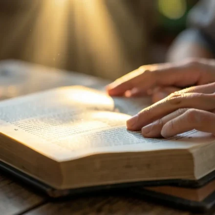Bíblia aberta com luz, esperança viva