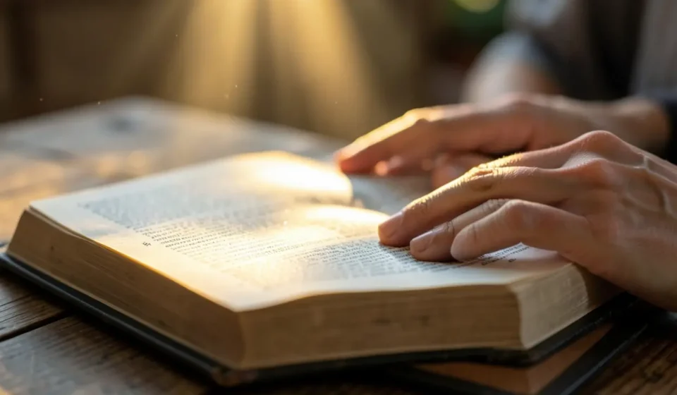 A Esperança Viva: Estudo Bíblico Profundo sobre 1 Pedro 1:3 Bíblia aberta com luz, esperança viva