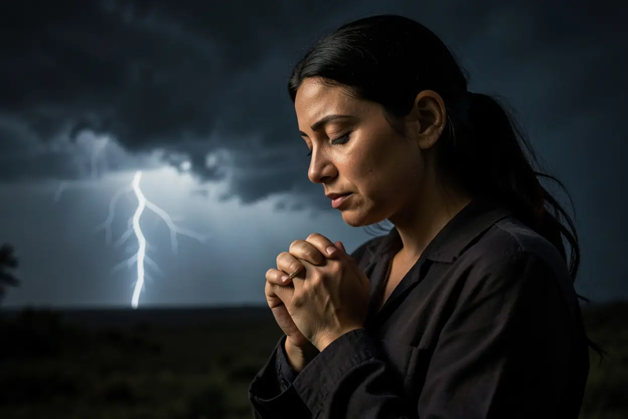 Pessoa orando representando maturidade e paz