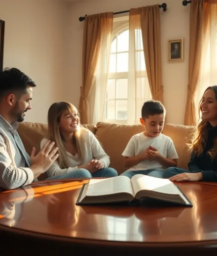 Família orando em casa, culto no lar, adoração familiar