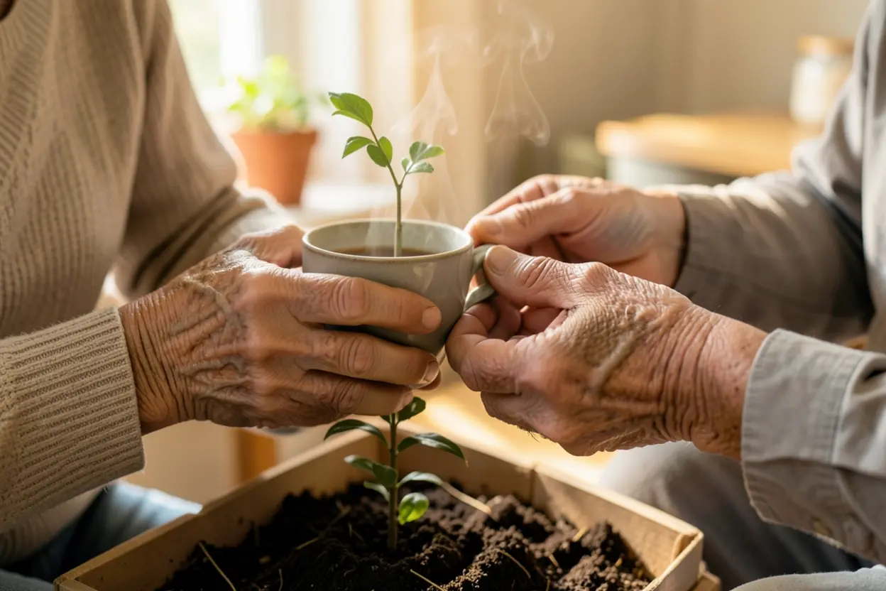 Mãos em ato de serviço, demonstrando a fé de Habacuque 2:4 estudo bíblico.