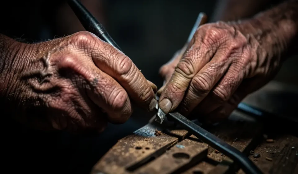 Mãos trabalhando representando fé e obras.