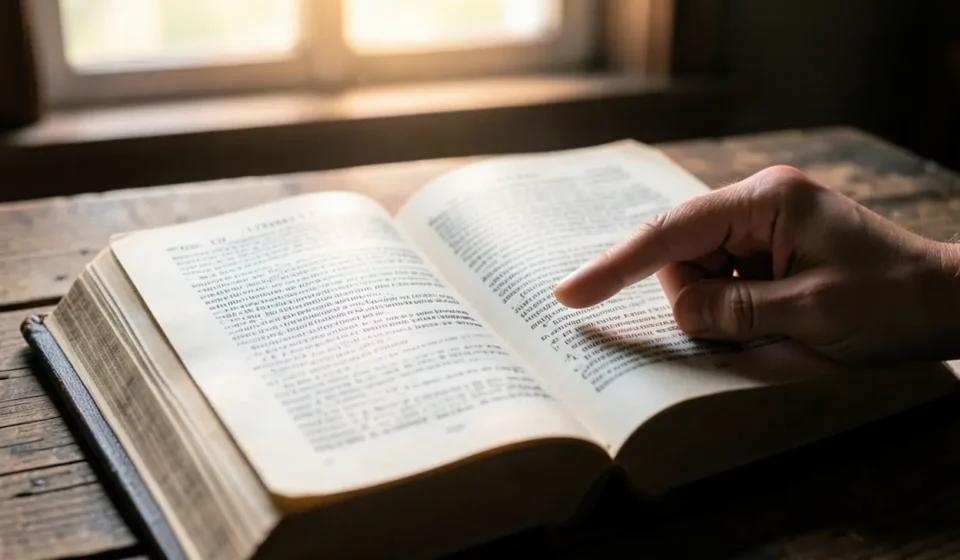 Bíblia aberta com destaque para 1 Timóteo 1:15, simbolizando a fidelidade da Escritura.