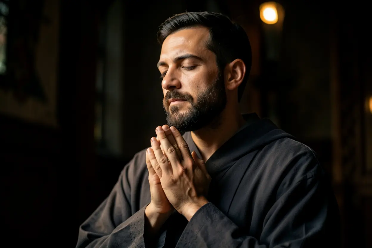 Homem orando representando nova criatura